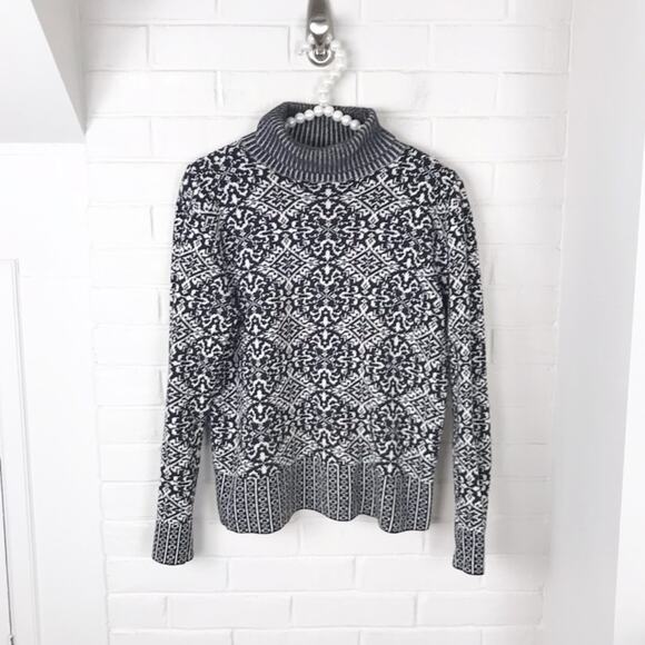 Talbots Vintage Cotton Wool Blend Patterned Turtleneck Sweater Size MP - Picture 1 of 8